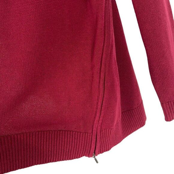 J Jill Side Zip Open Front Cardigan Burgundy Large - Picture 6 of 10